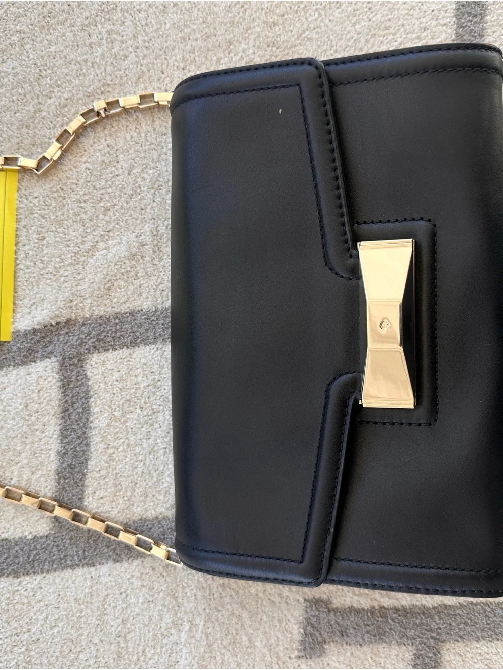 kate spade Black Leather Crossbody with Gold-Tone Plaque